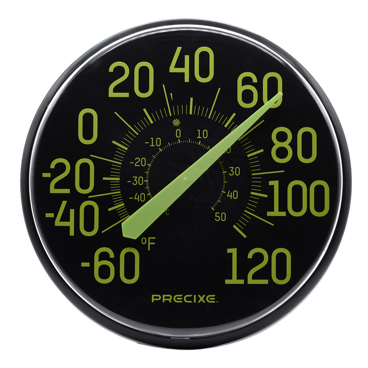 Precixe 12 Inch Glow in the Dark Indoor Outdoor Wall Thermometer