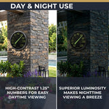 Precixe 12 Inch Glow in the Dark Indoor Outdoor Wall Thermometer