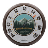 Precixe 13.5 Inch Indoor Outdoor Wall Thermometer | Rustic Mountain Adventure "Stay Wild" Design