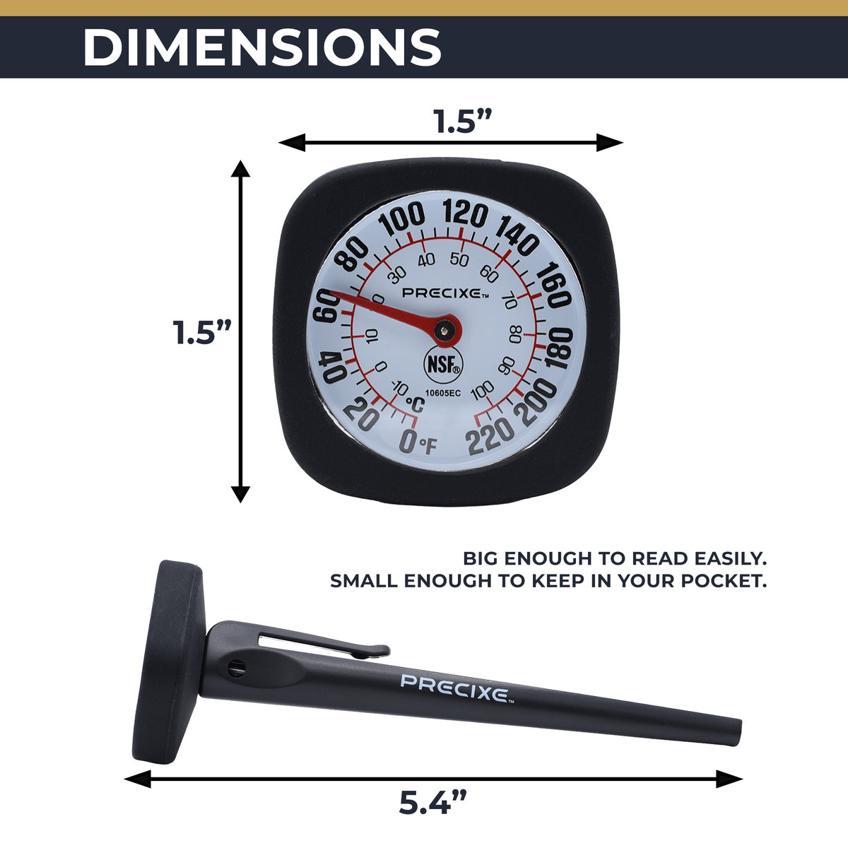 Precixe 1.5 Inch Analog Meat Thermometer