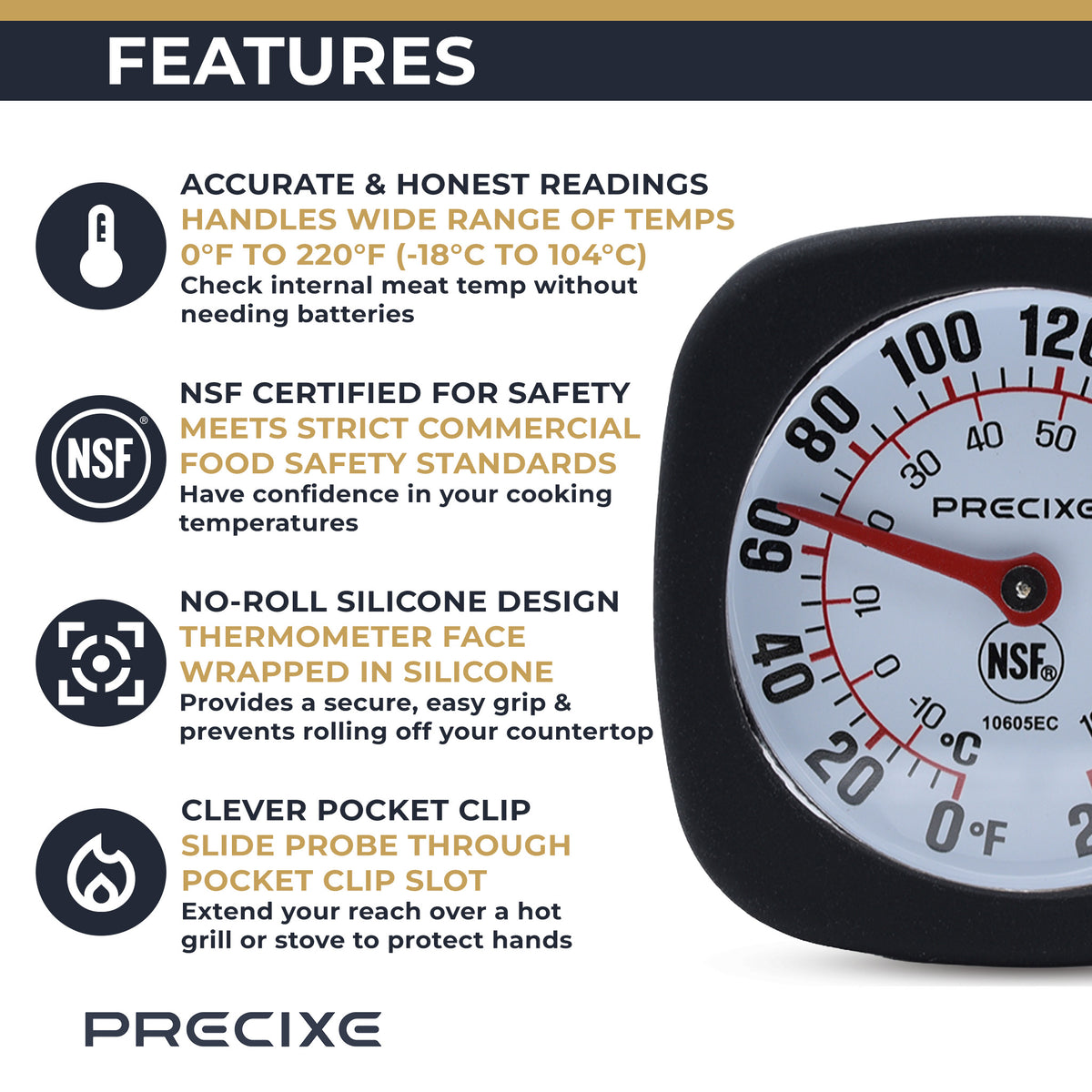 Precixe 1.5 Inch Analog Meat Thermometer