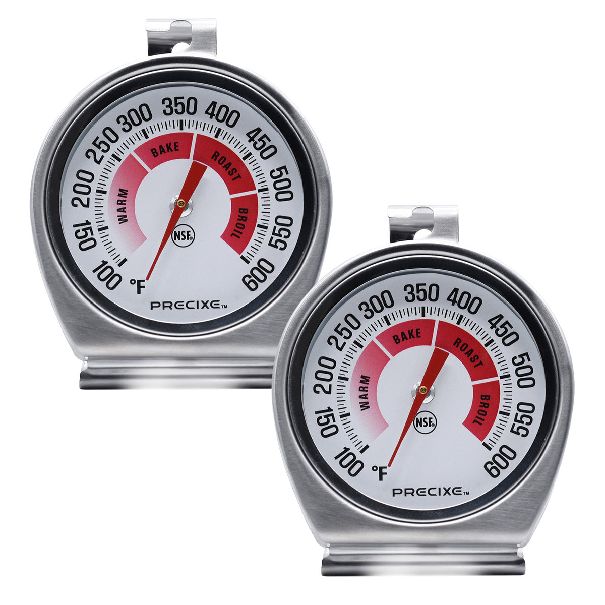 Precixe 2.5 Inch Stainless Steel Oven and Grill Thermometer 2-Pack