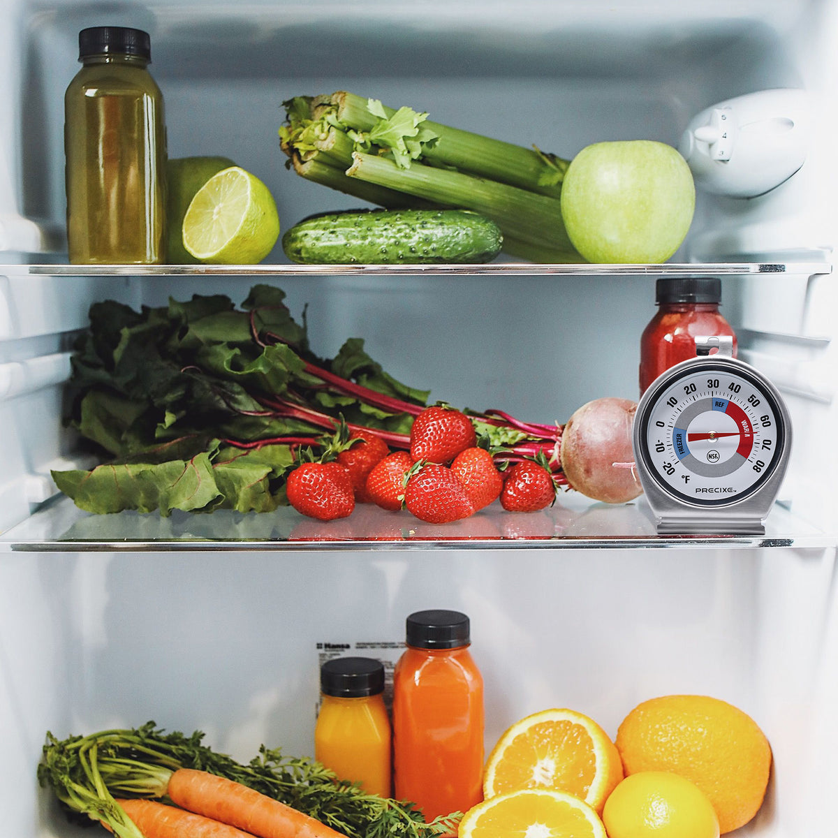 Precixe 2.5 Inch Stainless Steel Fridge and Freezer Thermometer 2-Pack